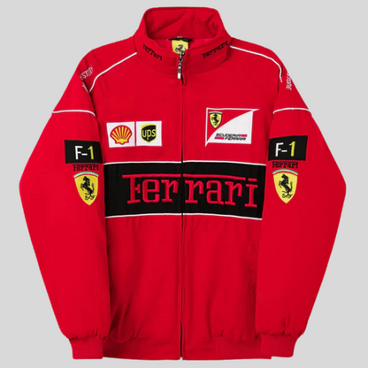 Veste de Course Unisexe Vintage Inspirée de Ferrari – Style F1 Rétro Élégant