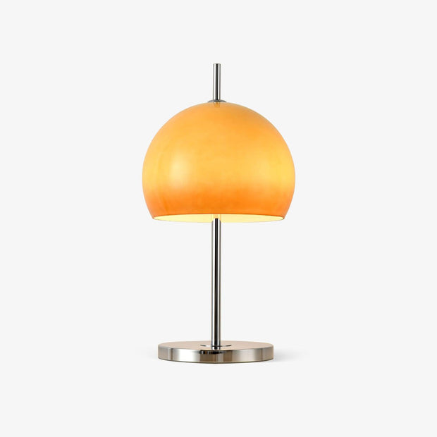 Elegantly designed Bauhaus table lamp by Pilz – Chic fusion of glass and metal with warm amber lampshade