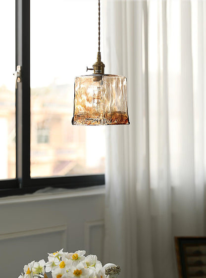 Suspension en verre brun vintage chic – Élevez votre espace avec une élégance intemporelle