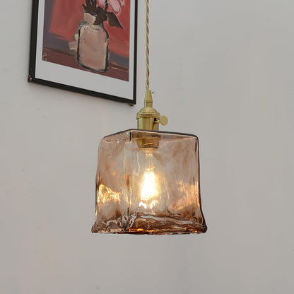 Suspension en verre brun vintage chic – Élevez votre espace avec une élégance intemporelle