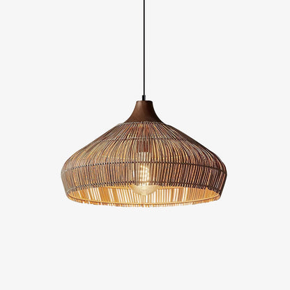 Lustre en osier rattan Élégance Naturelle avec lumière LED