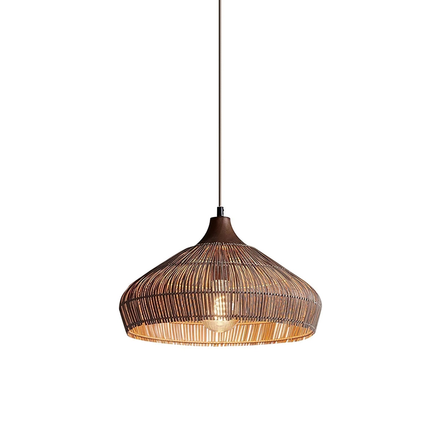 Lustre en osier rattan Élégance Naturelle avec lumière LED