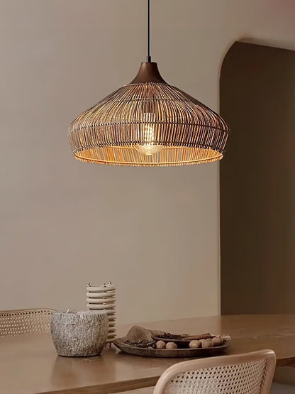 Lustre en osier rattan Élégance Naturelle avec lumière LED