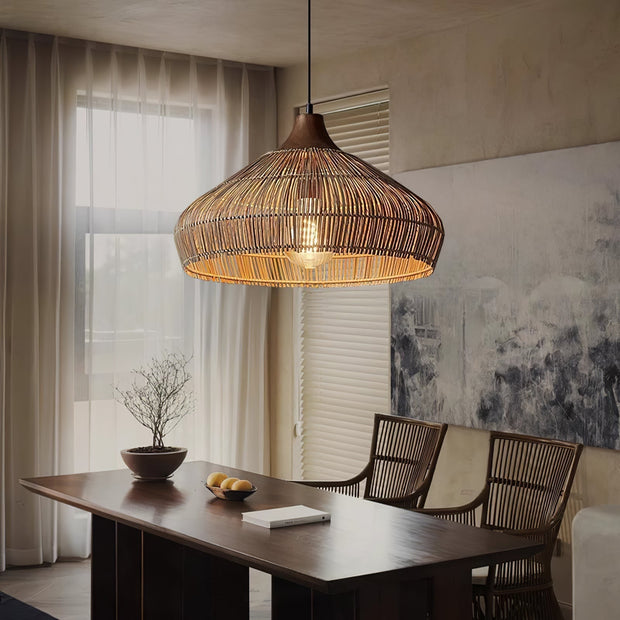 Rattan wicker chandelier Natural Elegance with LED light