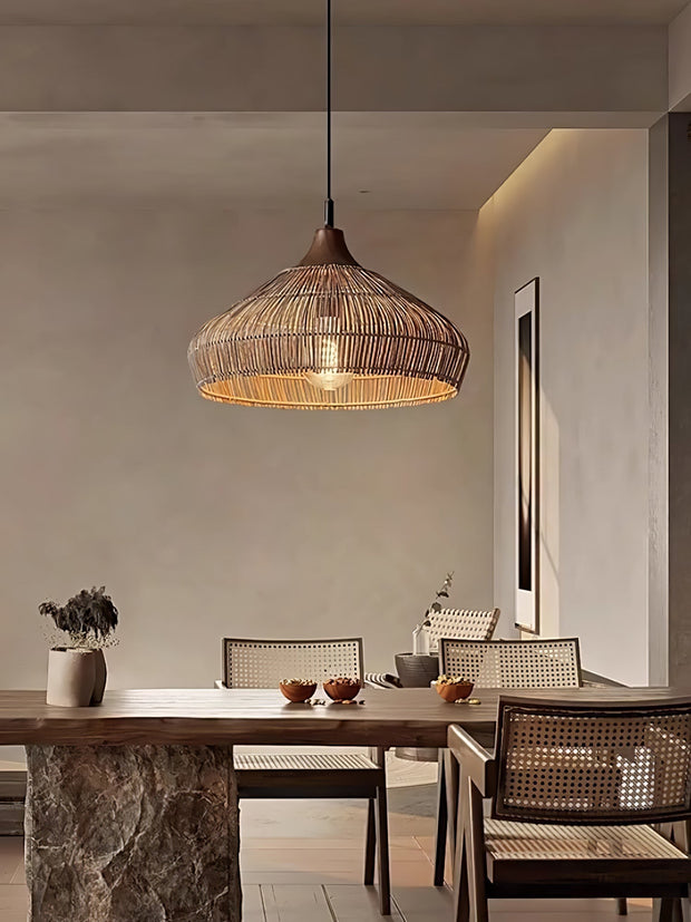 Rattan wicker chandelier Natural Elegance with LED light
