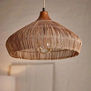 Rattan wicker chandelier Natural Elegance with LED light