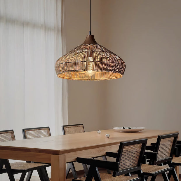 Rattan wicker chandelier Natural Elegance with LED light