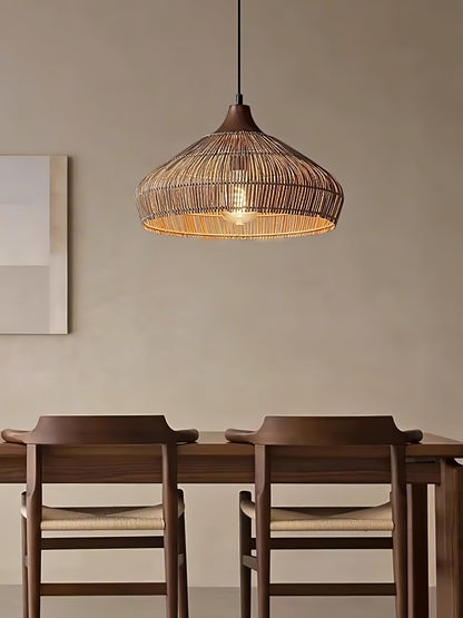 Lustre en osier rattan Élégance Naturelle avec lumière LED