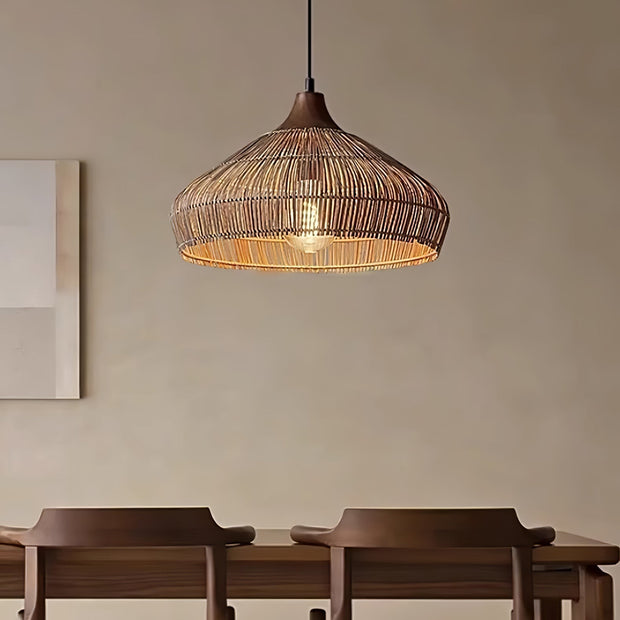 Rattan wicker chandelier Natural Elegance with LED light