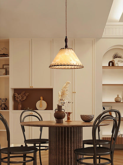 Suspension Élegante en Bois et Tissu – Harmonie Parfaite de Style et de Confort