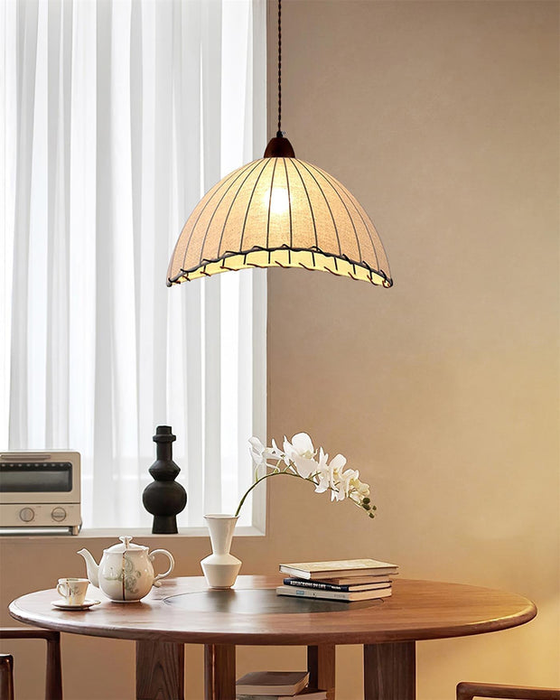 Elegant Wood and Fabric Pendant – Perfect Harmony of Style and Comfort