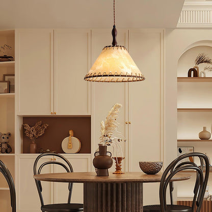 Suspension Élegante en Bois et Tissu – Harmonie Parfaite de Style et de Confort