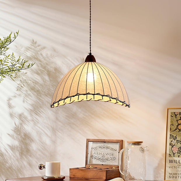 Elegant Wood and Fabric Pendant – Perfect Harmony of Style and Comfort