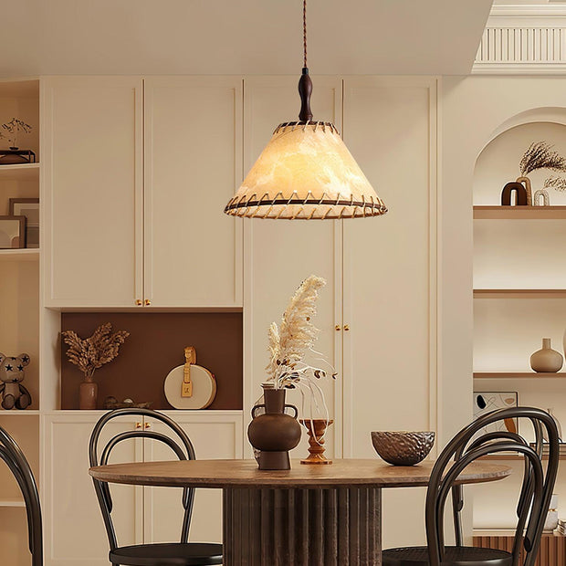 Elegant Wood and Fabric Pendant – Perfect Harmony of Style and Comfort