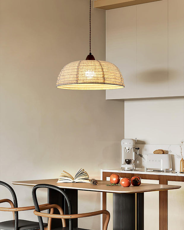 Elegant Wood and Fabric Pendant – Perfect Harmony of Style and Comfort