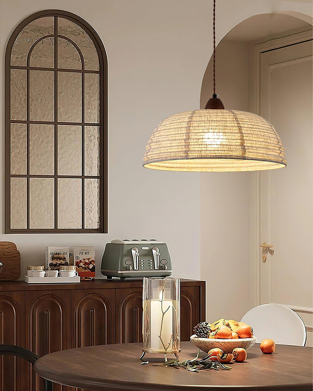 Elegant Wood and Fabric Pendant – Perfect Harmony of Style and Comfort