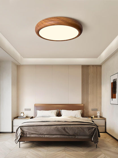 Elegant round wooden ceiling light – Enhance your space with a touch of modern elegance