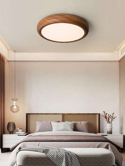 Elegant round wooden ceiling light – Enhance your space with a touch of modern elegance