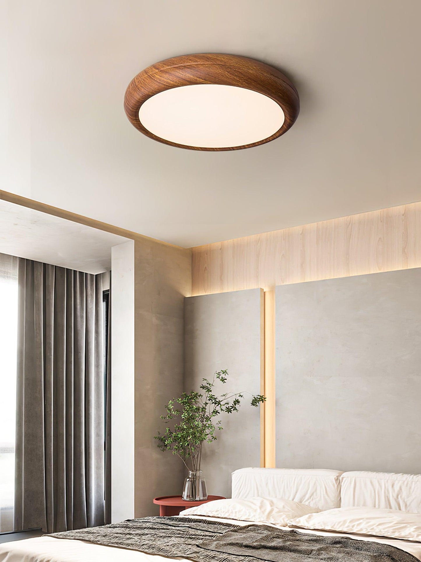 Elegant round wooden ceiling light – Enhance your space with a touch of modern elegance