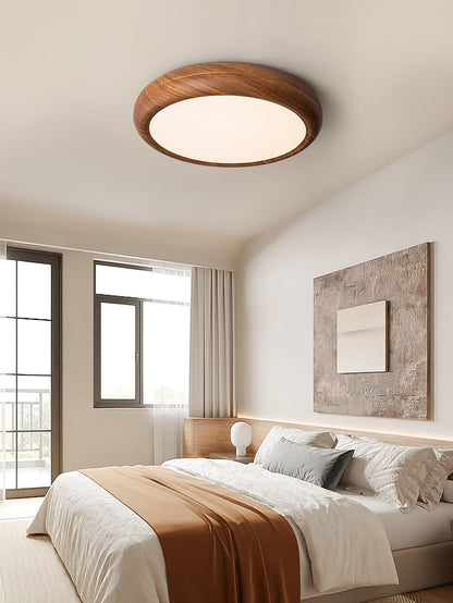 Elegant round wooden ceiling light – Enhance your space with a touch of modern elegance