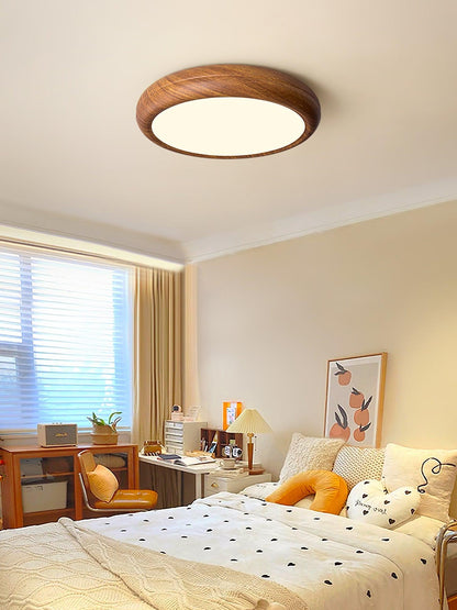 Elegant round wooden ceiling light – Enhance your space with a touch of modern elegance