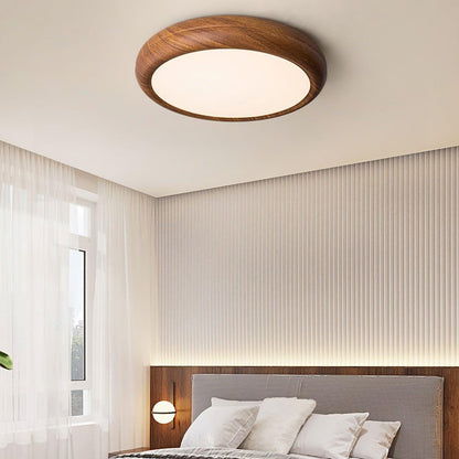 Elegant round wooden ceiling light – Enhance your space with a touch of modern elegance