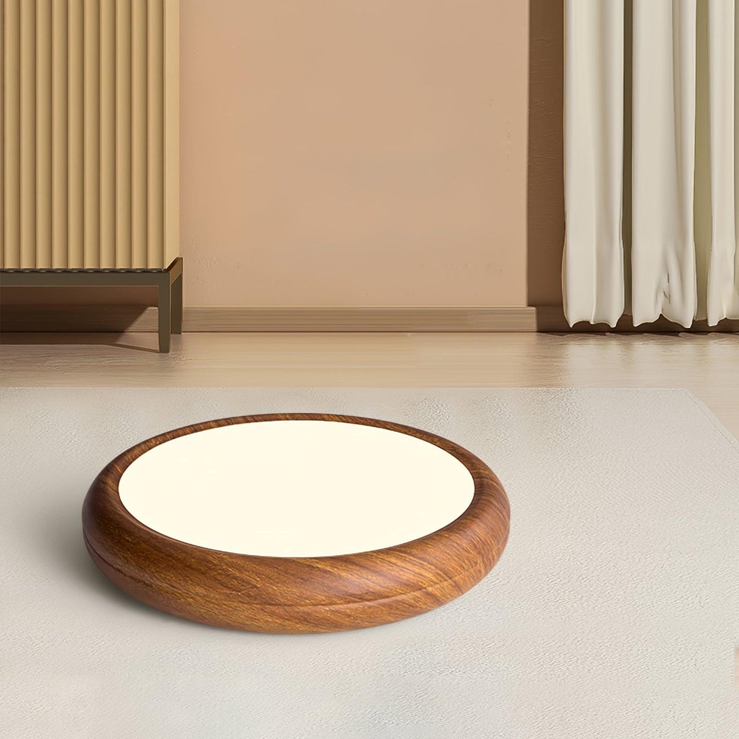 Elegant round wooden ceiling light – Enhance your space with a touch of modern elegance