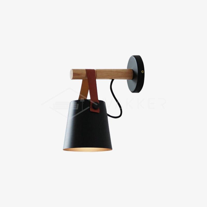 Chic Scandinavian wood and leather wall light - Elegant LED design for contemporary and warm spaces