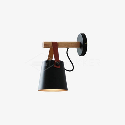 Chic Scandinavian wood and leather wall light - Elegant LED design for contemporary and warm spaces