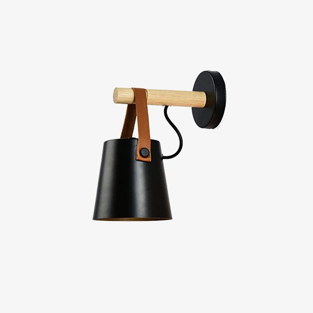 Chic Scandinavian wood and leather wall light - Elegant LED design for contemporary and warm spaces