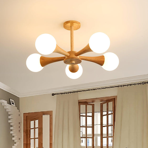 Suspension LED en Bois et Verre Élégante – Parfaitement Conçue pour les Espaces Chaleureux