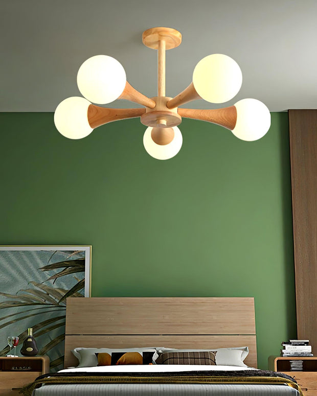 Suspension LED en Bois et Verre Élégante – Parfaitement Conçue pour les Espaces Chaleureux