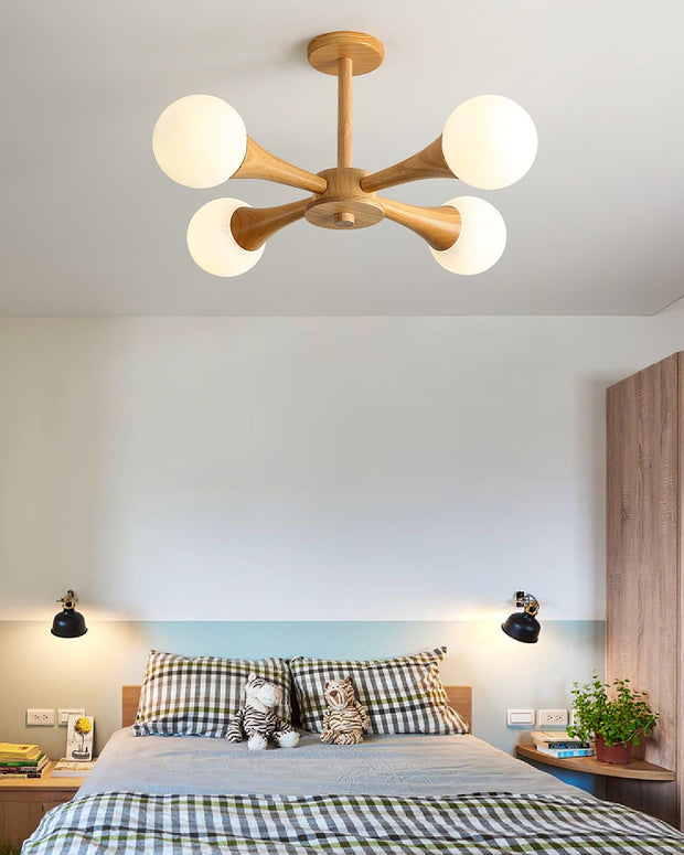 Suspension LED en Bois et Verre Élégante – Parfaitement Conçue pour les Espaces Chaleureux