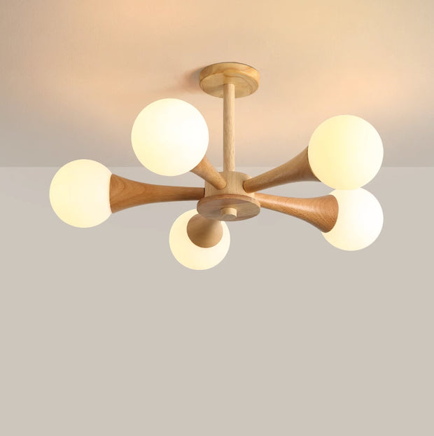 Suspension LED en Bois et Verre Élégante – Parfaitement Conçue pour les Espaces Chaleureux