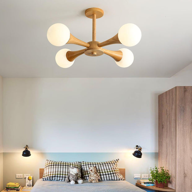 Suspension LED en Bois et Verre Élégante – Parfaitement Conçue pour les Espaces Chaleureux