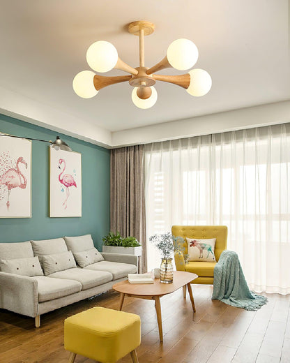 Suspension LED en Bois et Verre Élégante – Parfaitement Conçue pour les Espaces Chaleureux