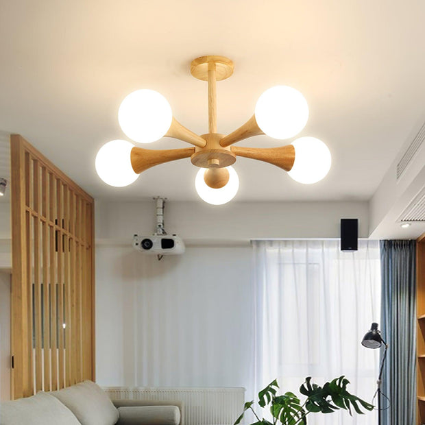 Suspension LED en Bois et Verre Élégante – Parfaitement Conçue pour les Espaces Chaleureux