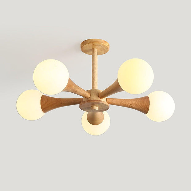 Suspension LED en Bois et Verre Élégante – Parfaitement Conçue pour les Espaces Chaleureux