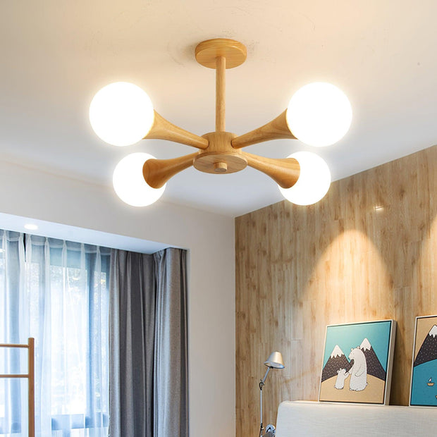 Suspension LED en Bois et Verre Élégante – Parfaitement Conçue pour les Espaces Chaleureux
