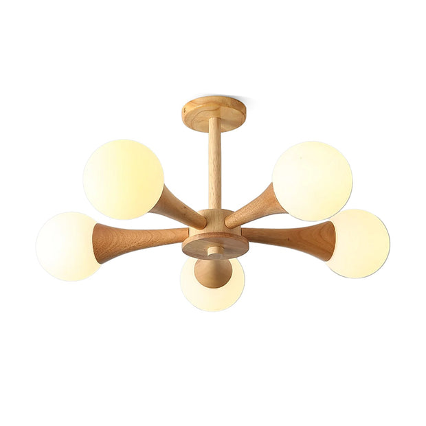 Suspension LED en Bois et Verre Élégante – Parfaitement Conçue pour les Espaces Chaleureux