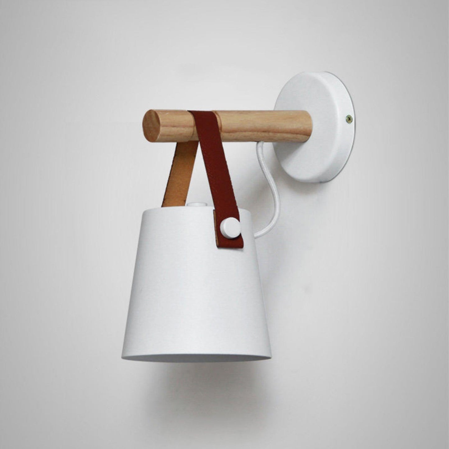 Chic Scandinavian wood and leather wall light - Elegant LED design for contemporary and warm spaces