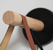 Chic Scandinavian wood and leather wall light - Elegant LED design for contemporary and warm spaces