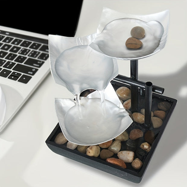 Compact LED tabletop fountain – Soothing cascade experience with enchanting ambient glow