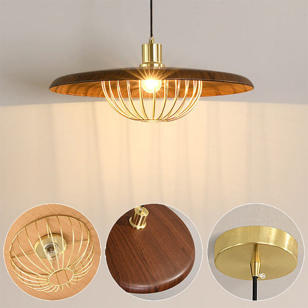 Scandinavian style wooden pendant – Chic industrial hanging lamp