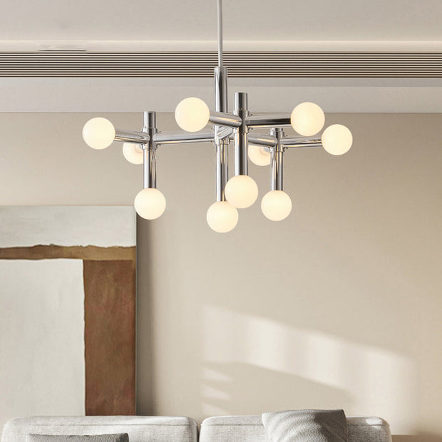 Elegant Scandinavian globe-shaped glass chandelier – Stylish modern pendant light with a chic chrome finish