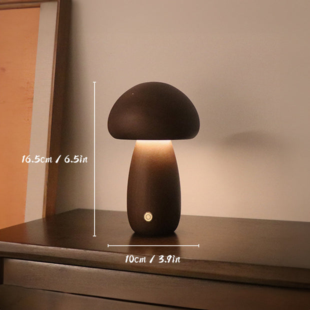 Eco-Friendly Wooden Mushroom Lamp with Touch Control – Rechargeable LED Charm