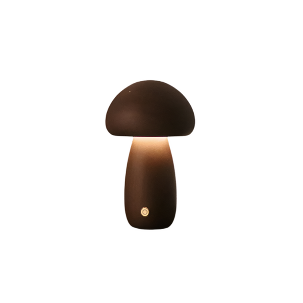 Eco-Friendly Wooden Mushroom Lamp with Touch Control – Rechargeable LED Charm