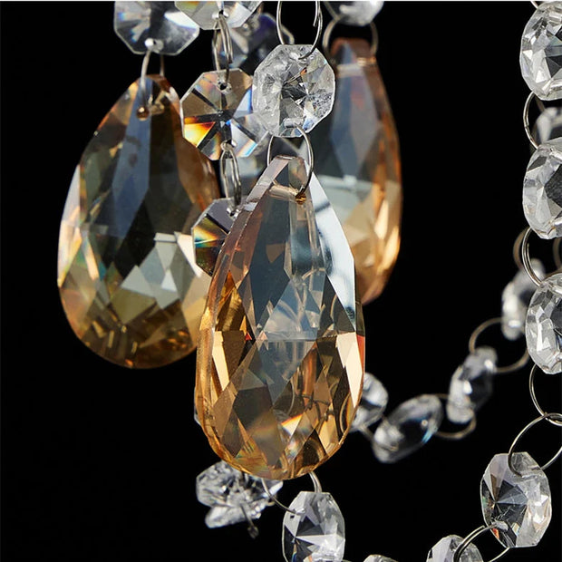 Chic rattan and crystal LED lampshade - Elegant lighting for your living room, kitchen, or terrace