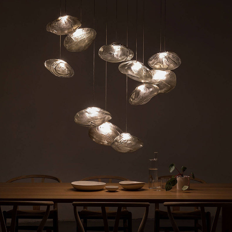 Suspension en verre soufflé élégant – Une pièce maîtresse LED chic et moderne