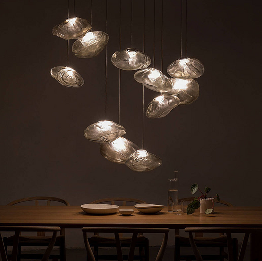 Suspension en verre soufflé élégant – Une pièce maîtresse LED chic et moderne